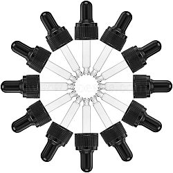 Straight Tip Glass Droppers, with Rubber Bulb and Screw Cap, for Glass Essential Oils Dropper Bottles, Black, 85x21mm, Capacity: 20ml, 24sets/box(MRMJ-FH0001-04D)