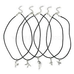 Antique Silver Alloy Bird Pendant Necklaces, with Imitation Leather Cords, Mixed Shapes, 17.20 inch(43.7cm)(NJEW-JN04558)