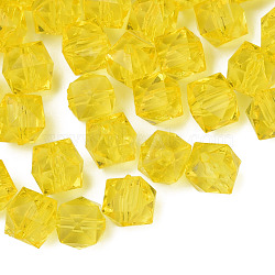 Transparent Acrylic Beads, Faceted, Cube, Yellow, 10x11x11mm, Hole: 2mm, about 670pcs/500g(MACR-S373-132-B03)