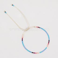Glass Seed Braided Bead Bracelet, Adjustable Bracelet for Women, Cyan, 11 inch(28cm)(BJEW-BB727272825-I)