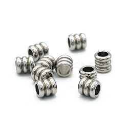 304 Stainless Steel Beads, Grooved, Column, Stainless Steel Color, 6x6mm, Hole: 3mm(STAS-N090-JA717-1)