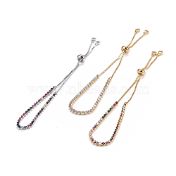 Adjustable Stainless Steel Slider Bracelets, Bolo Bracelets, with Cubic Zirconia, Mixed Color, 9-3/4 inch~9-7/8 inch(24.8~25cm)(BJEW-N303-29)