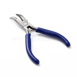 Steel Jewelry Pliers, Bent Tip Needle Nose Plier, Blue, 12x7.7x1.3cm(TOOL-C010-07)
