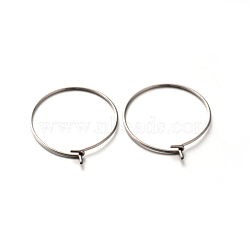 304 Stainless Steel Wine Glass Charms Rings, Hoop Earring Findings, Stainless Steel Color, 21 Gauge, 23.5x20x0.7mm(STAS-E088-17)