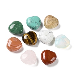 Natural & Synthetic Mixed Gemstone Beads, Heart, 25~25.5x24~25x12~13mm, Hole: 3~3.5mm(G-K357-06)