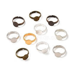 Mixed Color Adjustable Brass Pad Ring Findings, Cadmium Free & Lead Free, 14mm, Tray: 8mm(EC541-14-M)
