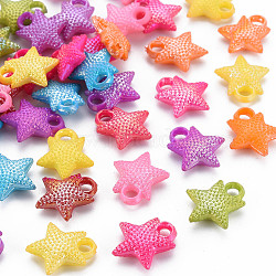 Plastic Pendants, AB Color, Star, Mixed Color, 17x15x4.5mm, Hole: 2mm, about 1000pcs/bag(KY-N017-009)