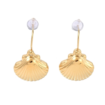 304 Stainless Steel Dangle Earrings for Women, Shell Shape, Golden, 23x15mm