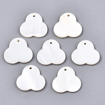 Natural Freshwater Shell Pendants, Flower, Seashell Color, 17x18x2mm, Hole: 1.2mm