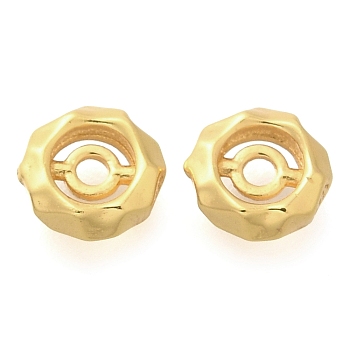 925 Sterling Silver Spacer Beads, Polygon, Real 18K Gold Plated, 5.5x2mm, Hole: 1.2mm