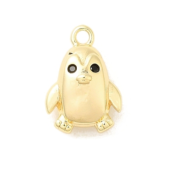 Brass Micro Pave Cubic Zirconia Charms, Penguin, Real 18K Gold Plated, 13x9x5.5mm, Hole: 1.4mm