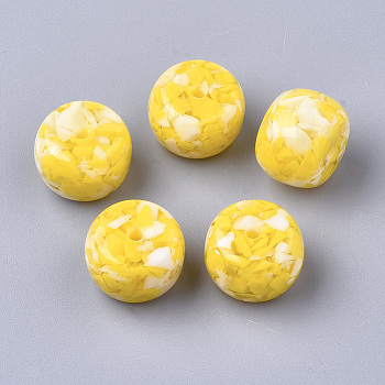 Resin Beads, Imitation Gemstone Chips Style, Rondelle, Yellow, 15x11mm, Hole: 2.5mm