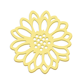 201 Stainless Steel Filigree Joiners, Laser Cut, Vacuum Plating, Flower, Golden, 23x24x1mm