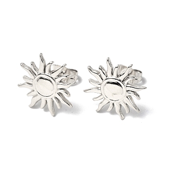304 Stainless Steel Sun Stud Earrings for Women, Stainless Steel Color, 14.5mm, Pin: 0.7mm