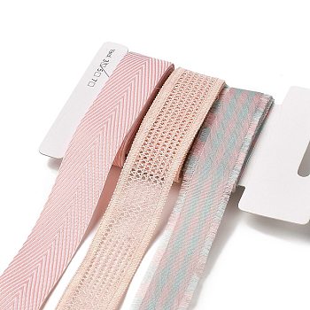 9 Yards 3 Styles Polyester Ribbon, for DIY Handmade Craft, Hair Bowknots and Gift Decoration, Light Pink Palette, Pink, 1~1-1/8 inch(25~28mm), about 3 yards/style