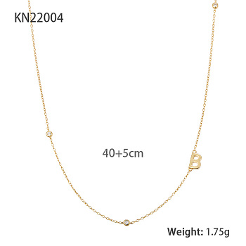 S925 Sterling Silver Rhinestones Letter B Necklace, Simple and Elegant Clavicle Chain for Women