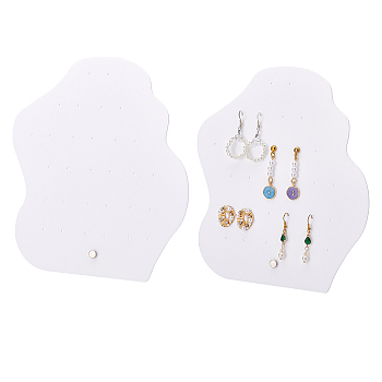 Acrylic Earring Display Stands, with Platinum Tone Iron Findings, Polygon, White, 19.2x7x20.8cm, Hole: 2~4.5mm