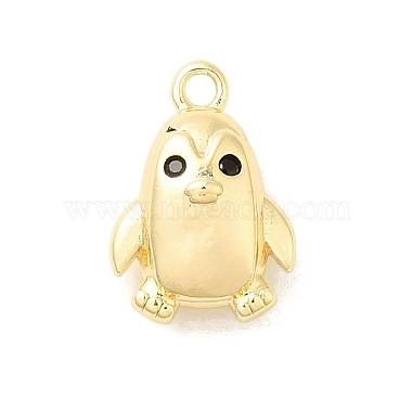 Real 18K Gold Plated Black Penguin Brass+Cubic Zirconia Charms