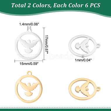 unicraftale 12pcs 2 couleurs 201 pendentifs en acier inoxydable(STAS-UN0033-96)-5
