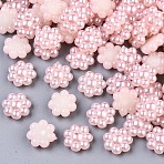ABS Plastic Imitation Pearl Cabochons, Flower, Pink, 9.5x10x4mm, about 1000pcs/bag(OACR-S008-Z4)