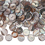 200Pcs 2-Hole Flat Round Natural Black Shell Buttons, Black, 17x2mm, Hole: 2mm(SHEL-HS0001-04)