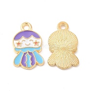 Light Gold Plated Alloy Pendants, with Enamel, Girl Charm, Colorful, 19.5x12x1.5mm, Hole: 1.8mm(ENAM-T016-34LG)