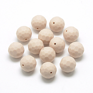 Food Grade Eco-Friendly Silicone Beads, Chewing Beads For Teethers, DIY Nursing Necklaces Making, Faceted Round, Bisque, 15.5mm, Hole: 1mm(SIL-T037-03)