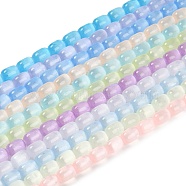 Natural Selenite Beads Strands, Dyed, Drum, Mixed Color, 12x8mm, Hole: 1.2mm, about 32pcs/strand, 15.43''(39.2cm)(G-F750-A)