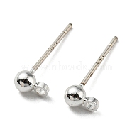 Brass Stud Earring Findings, with 925 Silver Pin, Long-Lasting Plated, Cadmium Free & Lead Free, Silver, 5x3mm, Hole: 1mm, Pin: 0.6mm(FIND-R144-13A-S)