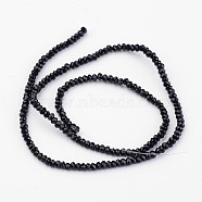 Electroplate Glass Bead Strands, Faceted, Rondelle, Black, 2x1.5mm, Hole: 0.5mm, about 170pcs/strand, 12 inch(X-EGLA-G014-1mm-02)