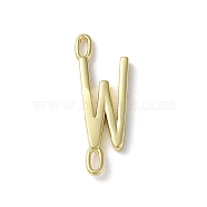 Rack Plating Brass Connector Charms, Cadmium Free & Lead Free, Long-Lasting Plated, Real 18K Gold Plated, Letter W, 22.5x8.5x1.5mm, Hole: 3x0.8mm(KK-P245-07G-W)