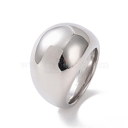 304 Stainless Steel Chunky Dome Finger Ring for Women, Stainless Steel Color, US Size 7(17.3mm)(STAS-E168-09P-02)