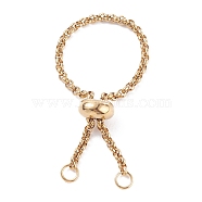 304 Stainless Steel Rolo Chains Slider Ring Findings, Adjustable Ring Findings with Brass Beads, Golden, Inner Diameter: 2~28mm(RJEW-JR00443-03)