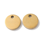 304 Stainless Steel Charms, Stamping Blank Tag, Flat Round Charm, Real 18K Gold Plated, 7x1.3mm, Hole: 1.2mm(STAS-Q308-09B-G)