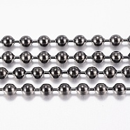 304 Stainless Steel Ball Chains, with Spool, Round, Electrophoresis Black, 2mm, about 65.61 Feet(20m)/roll(CHS-H015-04-2MM)
