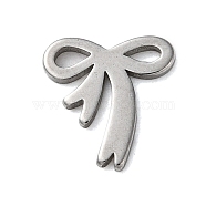 Non-Tarnish 304 Stainless Steel Charms, Laser Cut, Bowknot Charm, Stainless Steel Color, 9.5x9x1mm, Hole: 1.3x2mm(STAS-S138-02P-02)