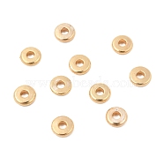 Brass Spacer Beads, Disc, Real 18K Gold Plated, 4x1mm, Hole: 1.2mm(X-KK-T035-100)