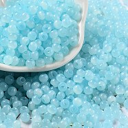 Glass Seed Beads, Imitation Cat Eye, Rondelle, Light Sky Blue, 4x3.3mm, Hole: 1.4mm(SEED-M011-02A-06)