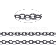 Brass Cable Chains, Soldered, with Spool, Oval, Cadmium Free & Nickel Free & Lead Free, Long-Lasting Plated, Gunmetal, 2x1.5x0.35mm, about 301.83 Feet(92m)/roll(CHC-034Y-B-NF)