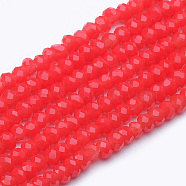 Opaque Glass Beads Strands, Imitation Jade, Faceted, Rondelle, Orange Red, 2.5~3.1x1.5~2.2mm, Hole: 0.5mm, about 185~200pcs/strand, 16~17.5 inch(X-GLAA-R200-B08)