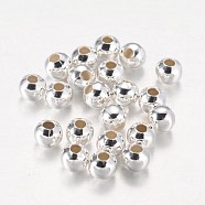 Iron Round Beads, Silver Color Plated, 6mm, Hole: 2~2.5mm(E147Y-S)