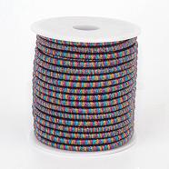 Polyester Metallic Cord, with Iron Chains Inside, Colorful, 4x3.5~4mm, about 18yards/roll(MCOR-P004-13)