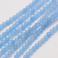Natural White Jade Round Bead Strands, Dyed, Light Blue, 3mm, Hole: 0.8mm, about 110pcs/strand, 15~15.5 inch(G-A130-3mm-F06)