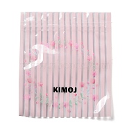 Flower Stripe Print Plastic Yin-Yang Zip Lock Bags, Resealable Packaging Bags, Self Seal Bag, Rectangle, Pink, 12.7x11x0.01cm(OPP-B005-02)