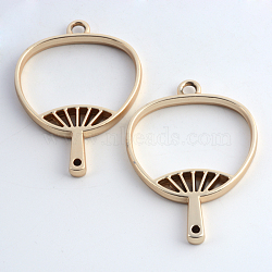 Matte Style Rack Plating Alloy Fan Open Back Bezel Pendants, For DIY UV Resin, Epoxy Resin, Pressed Flower Jewelry, Cadmium Free & Nickel Free & Lead Free, Matte Gold Color, 42x30x3.5mm, Hole: 3mm(PALLOY-S047-18C-FF)