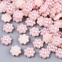 ABS Plastic Imitation Pearl Cabochons, Flower, Pink, 9.5x10x4mm, about 1000pcs/bag(OACR-S008-Z4)