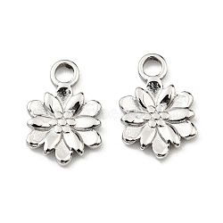 Non-Tarnish 304 Stainless Steel Charm, Flower Charm, Stainless Steel Color, 12.5x8.5x1.5mm, Hole: 2mm(STAS-R124-03P)