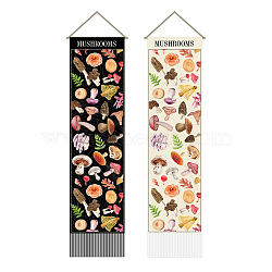 Polyester Wall Hanging Tapestry, for Bedroom Living Room Decoration, Rectangle, Mushroom, 1160x330mm, 2pcs/set(AJEW-WH0399-040)