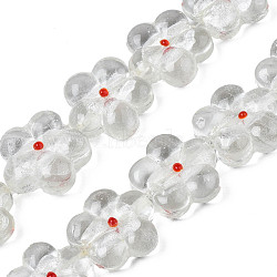 Handmade Silver Foil Lampwork Beads Strands, Flower, Clear, 22~23x23x9~10mm, Hole: 1.2mm, about 20pcs/strand, 16.54 inch~16.93 inch(42cm~43cm)(FOIL-T004-03F)