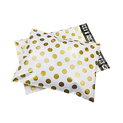 Rectangle PE Plastic Self-Adhesive Packing Bags, Polka Dot Pattern, White, 37x26cm(PW-WG589DD-08)